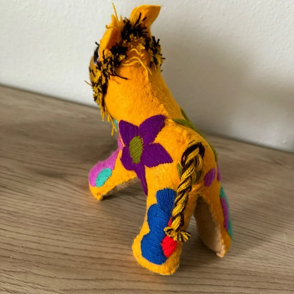 Mexican Folk Art Handmade Lion &‎ Cub Colorful Stuffed Animals Embroidered Plush